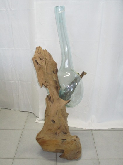 BK 2766 Soprammobile legno e vetro soffiato (diffusore/vaso)